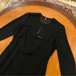 Ann Taylor Sheer Overlay Long-Sleeve Sheath Dress Black Size 12 Tank Liner